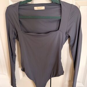 Gray Long Sleeve Bodysuit